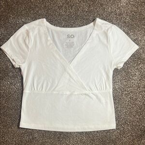 SO White Fitted Wrap Short Sleeve T-Shirt